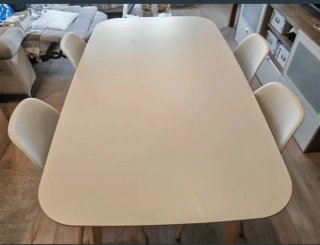 Mesa NORDMYRA blanca y madera 150x85