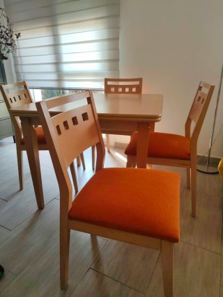 Mesa extensible y 4 sillas salón