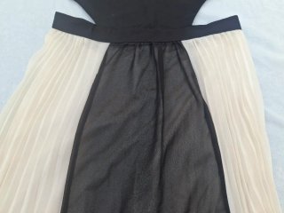 Vestido largo beige y negro T M. VER medidas