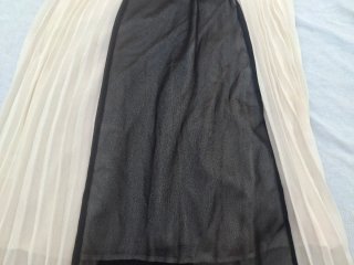 Vestido largo beige y negro T M. VER medidas