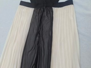Vestido largo beige y negro T M. VER medidas
