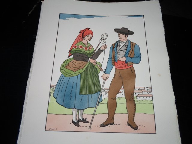 PALENCIA-GRABADO ORIGINAL,PINTADO A MANO-1935-36X2