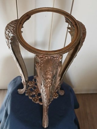 Antiguo Macetero Bronce Vint. Soporte
