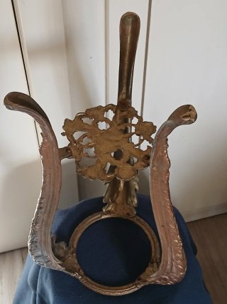 Antiguo Macetero Bronce Vint. Soporte
