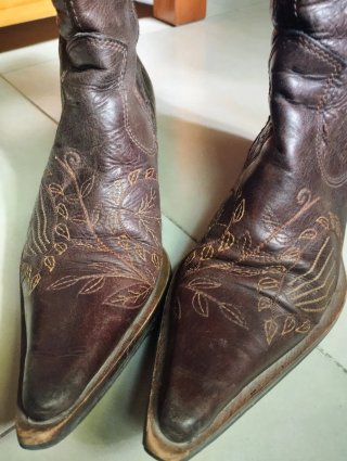 Botas de piel AUTENTICA estilo cowboy marrones
