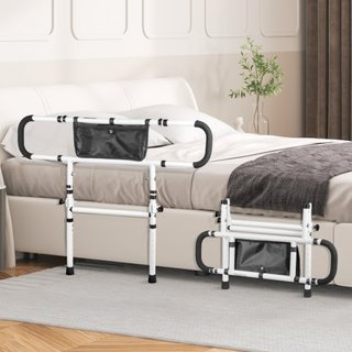 Ringhiere per Letto per Anziani, Ringhiere Ausiliarie Pieghevoli 180° per Anziani, Ringhiere Laterali per Letto con Carico di 204,12 kg, Bastoncino da Letto con Manico Regolabile