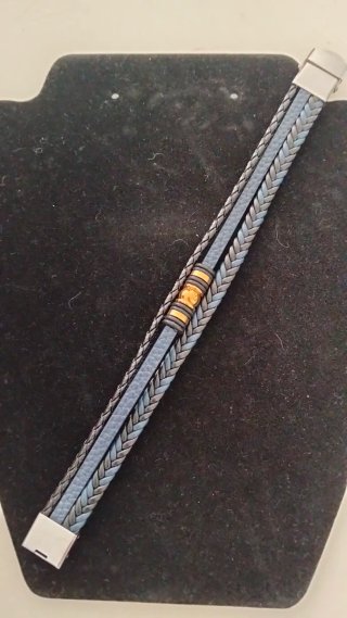 Pulsera azul marino con detalles acero inox
