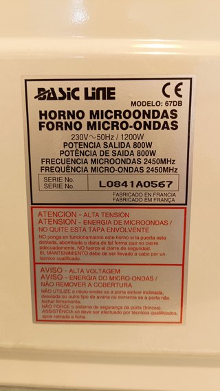 Microondas Basic Line Blanco