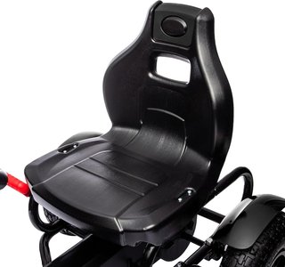 Go Kart para Niños de 5 a 12 Años, Kart a Pedales de Plástico y Metal con Asiento Regulable, Freno de Mano y Marcha Atrás, 121X58X61 Cm, Negro