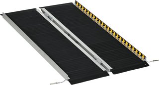 Rampa para Silla de Ruedas Plegable de Aleación de Aluminio, Rampa para Discapacitados con Deflectores y Adhesivos, 122x73.6x5.1 cm, Negro