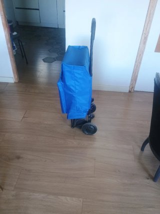 Carrito compra azul con bolsillo congelados