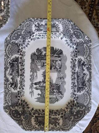 Plato La Cartuja Ceramica Fina Diseño Negro Blanco