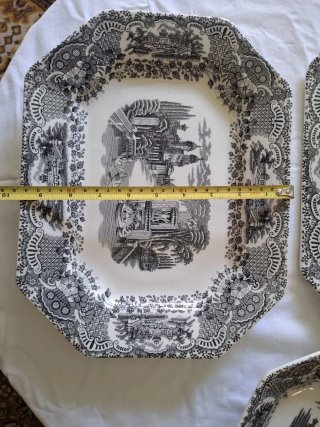 Plato La Cartuja Ceramica Fina Diseño Negro Blanco