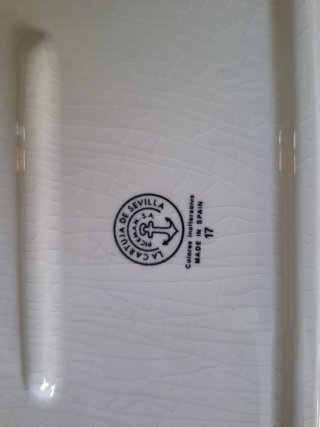 Plato La Cartuja Ceramica Fina Diseño Negro Blanco