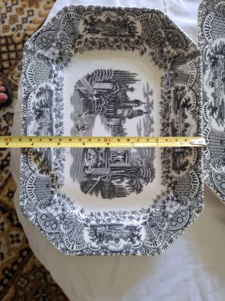 Plato La Cartuja Ceramica Fina Diseño Negro Blanco