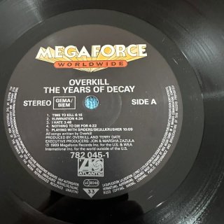 Overkill - The Years of Decay LP Vinile 33 Giri