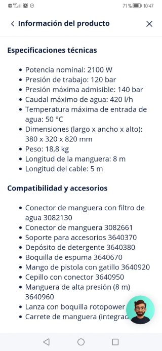 Hidrolavadora makita de 140 bar.