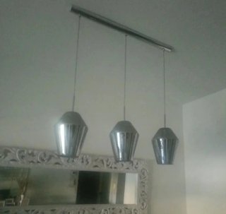 Lámpara colgante salón cristal y metal