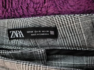 Pantalón Zara Cuadros Talla 44 Nuevo