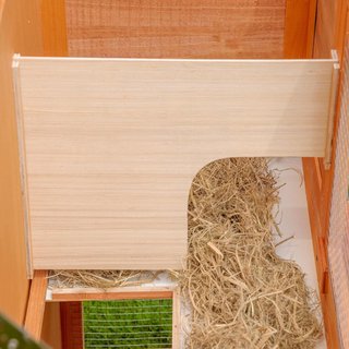 Conejera Exterior de Madera con Rampa y Casa de 2 Pisos, Casa Jaula para Conejos y Cobayas, Animales Pequeños, 122X48X100 Cm