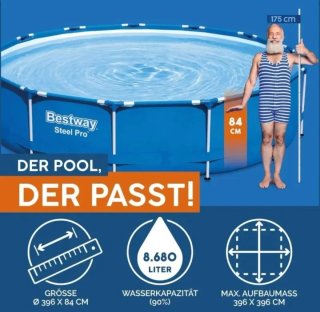 Bestway Steel Pro Frame  Piscina Redonda 396x84 cm