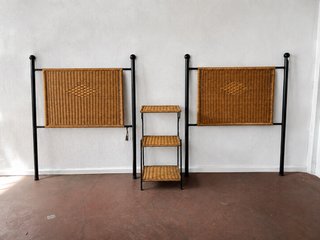 Cabeceros y mesilla hierro&mimbre para dormitorio