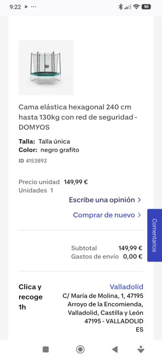 Cama elástica hexagonal 240cm
