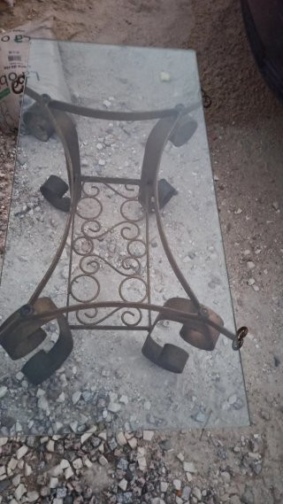 Mesa de centro hierro forjado y cristal