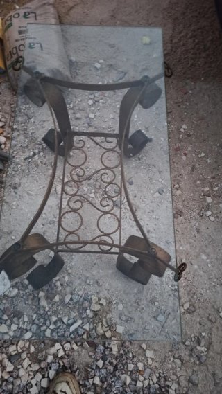 Mesa de centro hierro forjado y cristal