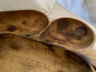 Vassoio svuota tasche in legno scavato vintage