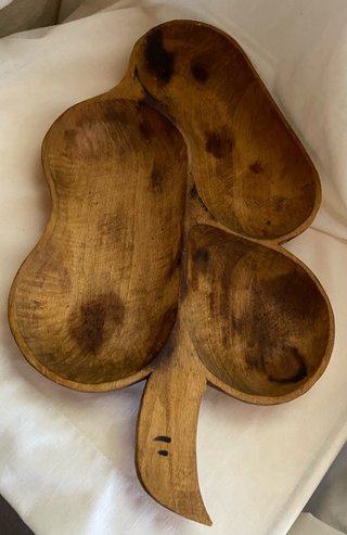 Vassoio svuota tasche in legno scavato vintage