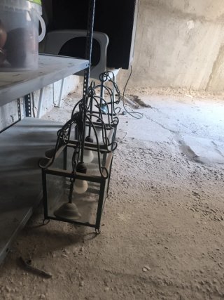 Juego de 3 lámparas de metal y cristal