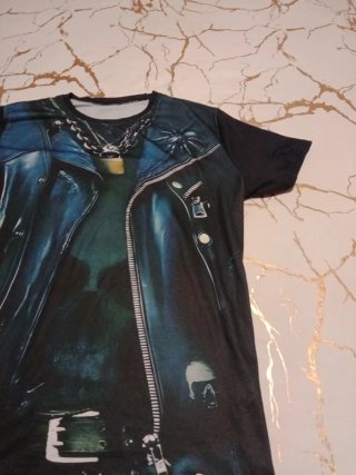 Camiseta Estampada Chaqueta Motorista Talla XL