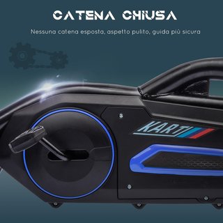 Go Kart a Pedali para Niños de 3-8 Años con Asiento Ajustable en 4 Posiciones y Ruedas de EVA, 100X58X58.5 Cm, Azul y Negro