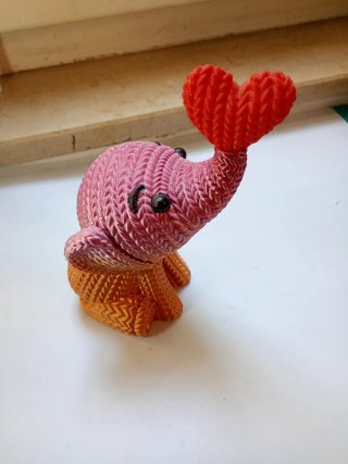Elefantino 3D cuore rosso 20cm di altezza