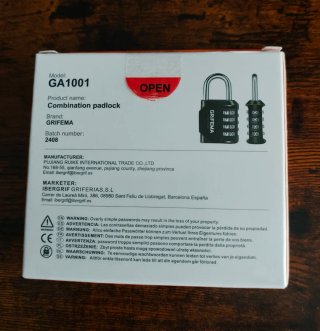 Candado GRIFEMA 4 dígitos, nuevo en su caja