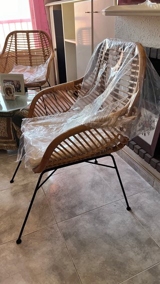 2 Sillones de jardin Rattan. Brazos y Base Metal
