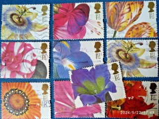 10 Sellos Reino Unido Flores 1997 Usados