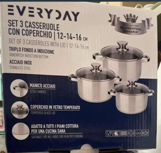 Set di 3 Casseruole Everyday in acciaio inox 18/10