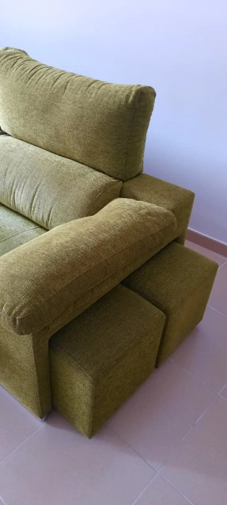 Sofá 2 plazas + chaise longue con canapé y 2 asien