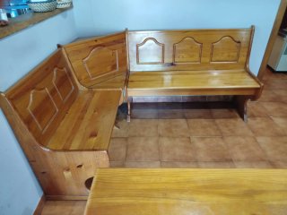 Banco rinconera madera con mesa