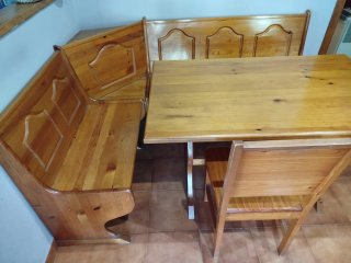 Banco rinconera madera con mesa