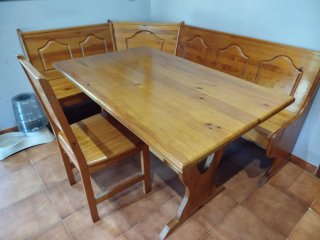 Banco rinconera madera con mesa