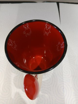 Taza cerámica España con toro y cuchara