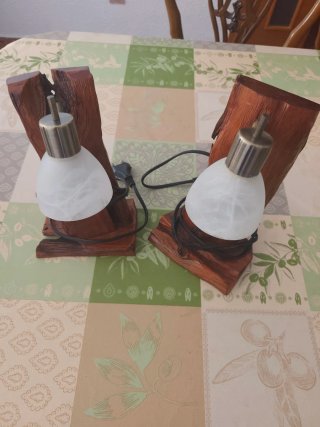 Pareja Lámparas Madera Rústica