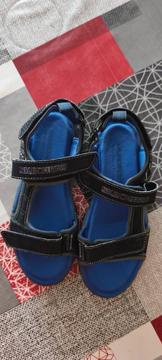 Sandalias Skechers Niños Azul/Negro
