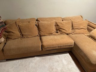 Sofá modular tela beige y marrón