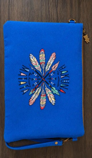 Neceser de Viaje Azul con Diseño de Plumas