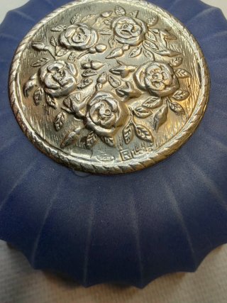 Portagioie blu con decoro floreale argento