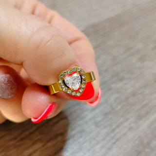 Anello cuore zirconi oro regolabile